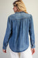 Mineral Washed Ruffle Tie Neck Blouse