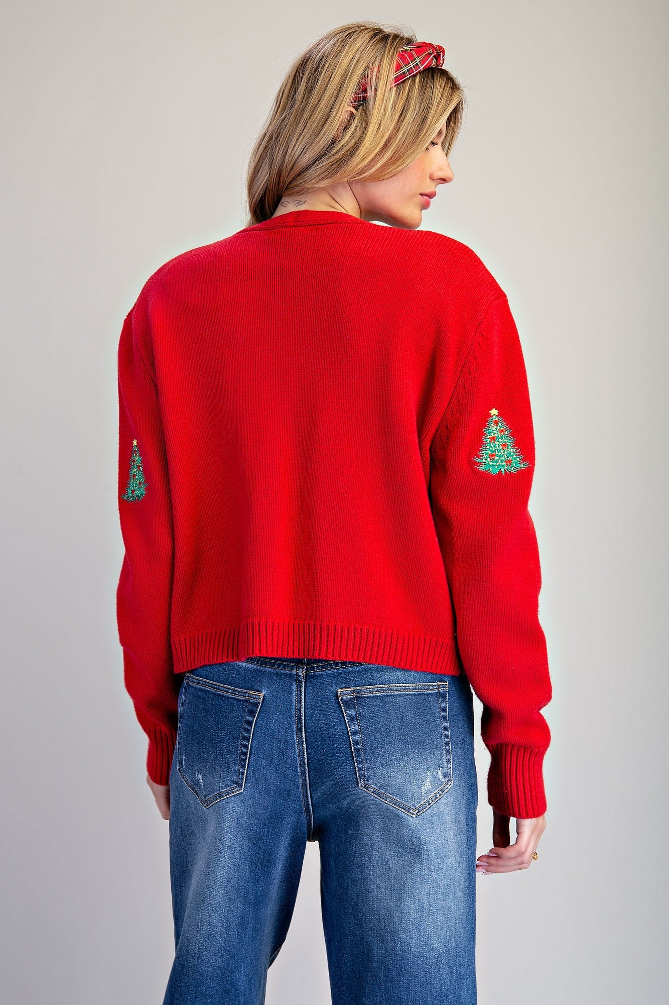 Embroidered Christmas Tree Cardigan