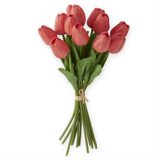 Real Touch Mini Tulip Bundle - Coral - 13" (12 Stems)