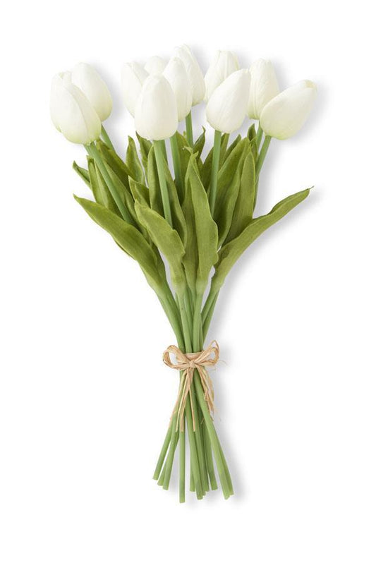 Real Touch Mini Tulip Bundle - White- (12 Stems)