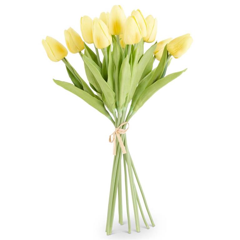 Real Touch Mini Tulip Bundle - Light Yellow (12 Stems)