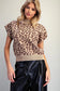 Leopard Cap Sleeve Knit Top