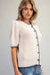 Whipstitch Short Puff Sleeve Cardigan