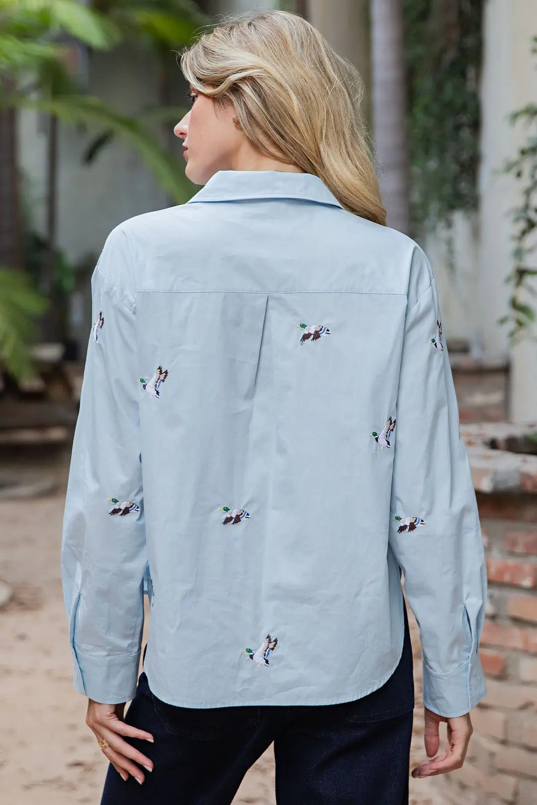 Embroidered Duck Button Down Shirt
