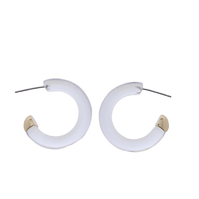Gold Clear Hoop Earrings w/Gold Ends
