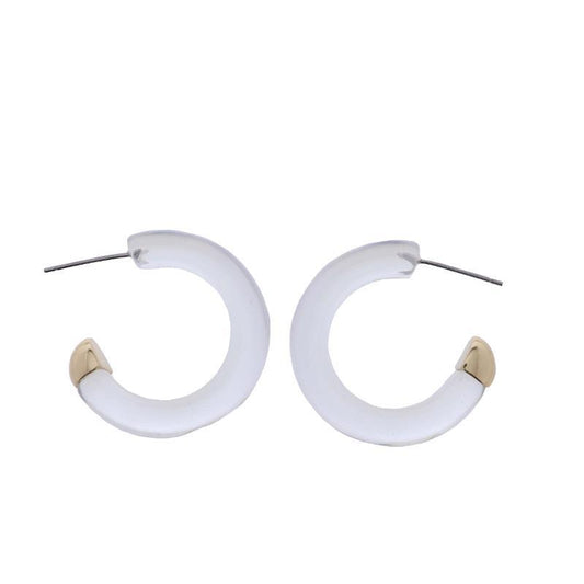 Gold Clear Hoop Earrings w/Gold Ends
