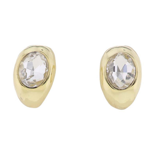 Gold Plated Hoop Earring w/Clear Large Crystal