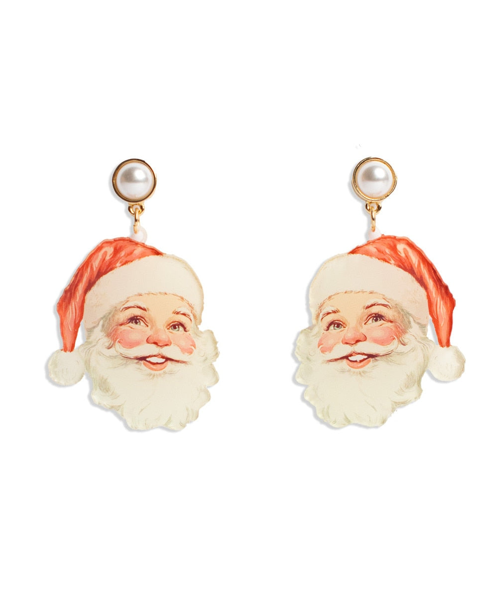Vintage Santa Acrylic Earrings