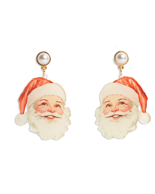 Vintage Santa Acrylic Earrings