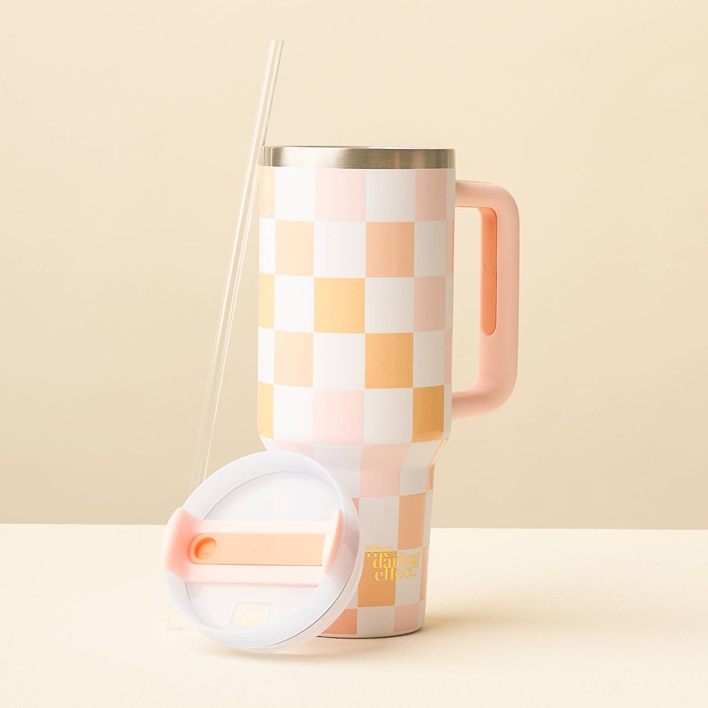 Take Me Everywhere Tumbler-Check Peach 40 oz