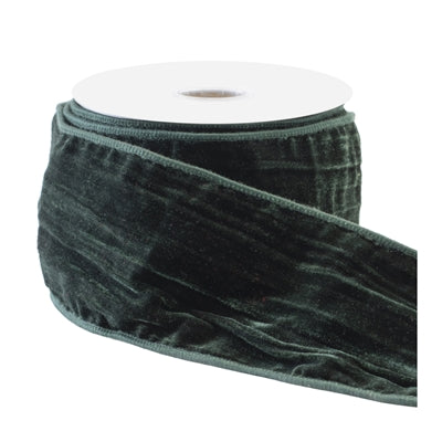 Green Velvet Wired Polyester Ribbon