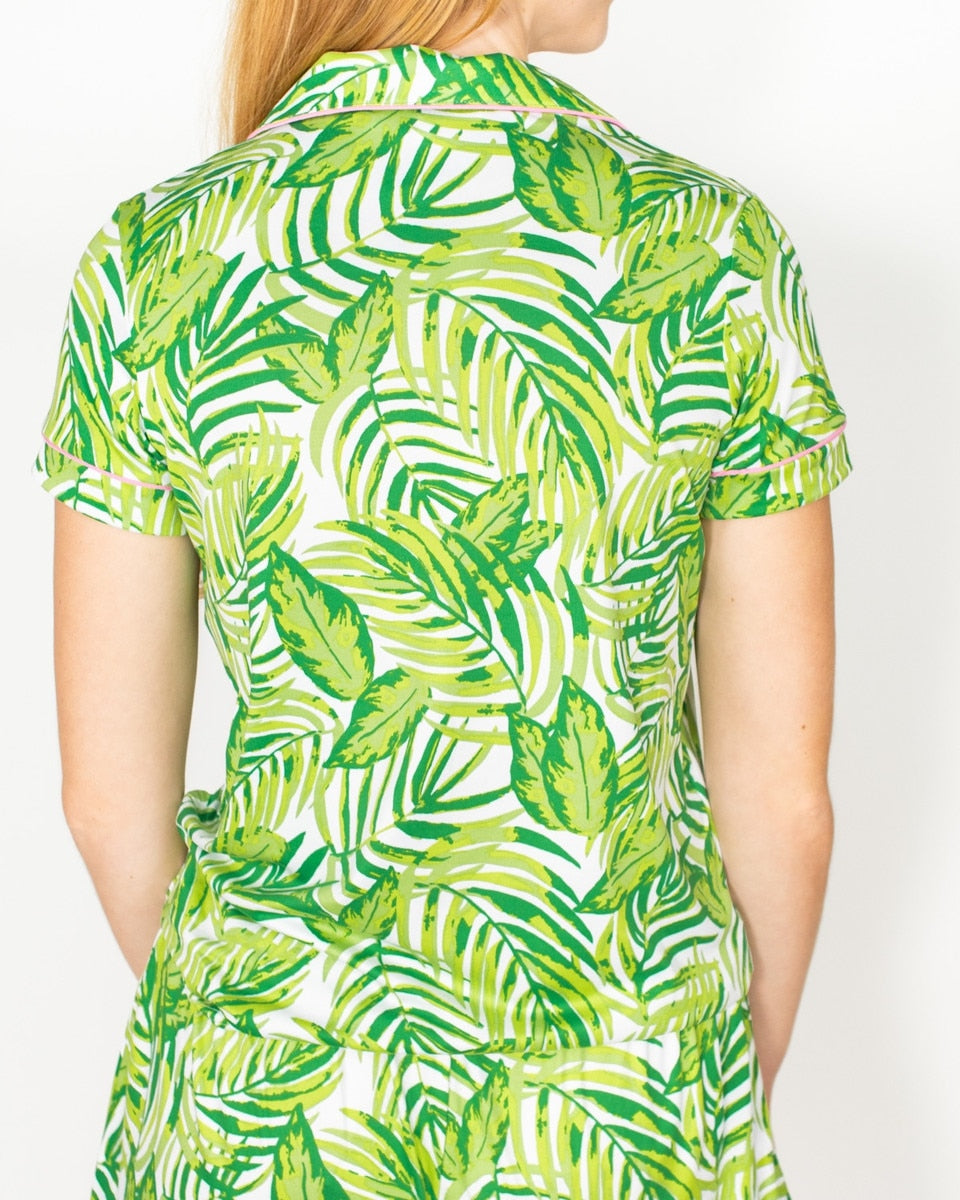 Tamarindo Short Sleeve Button Up Sleep Shirt w/Shorts