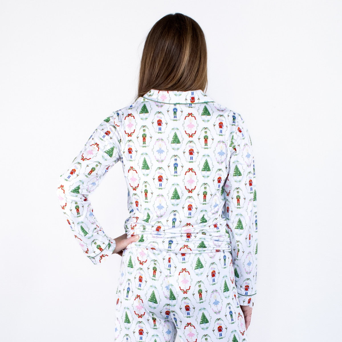 Nutcracker Waltz Long Sleeve Button Up Sleep Shirt w/Pants