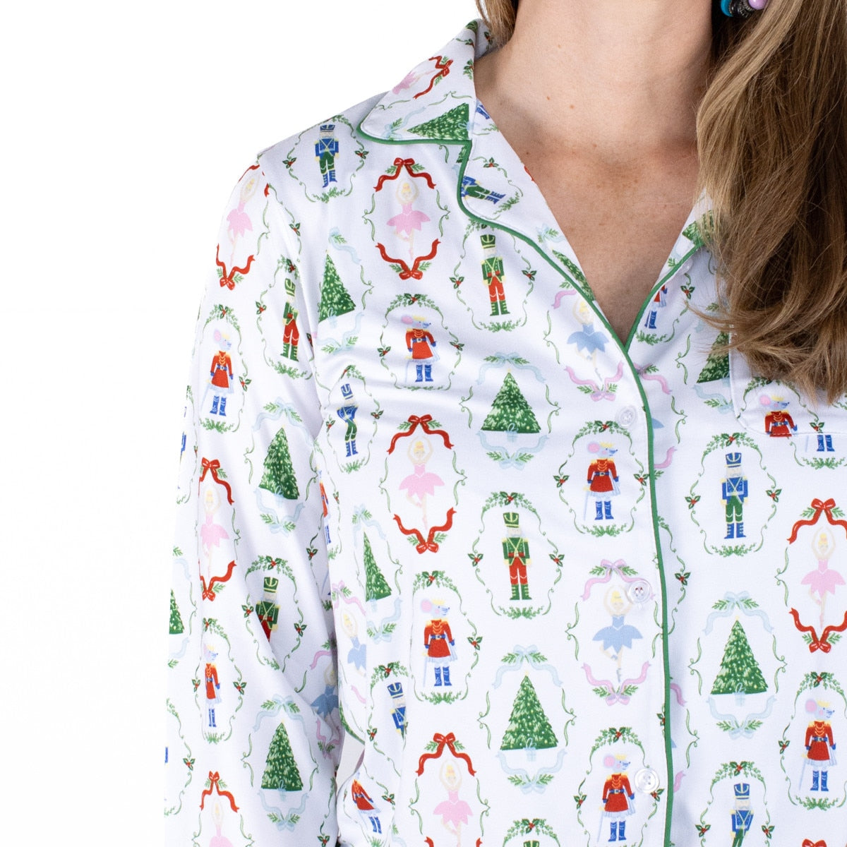 Nutcracker Waltz Long Sleeve Button Up Sleep Shirt w/Pants