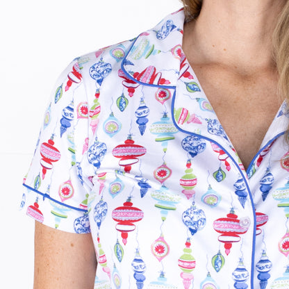 Whimsical Wonders Short Sleeve Button Up Sleep Shirt w/Pants