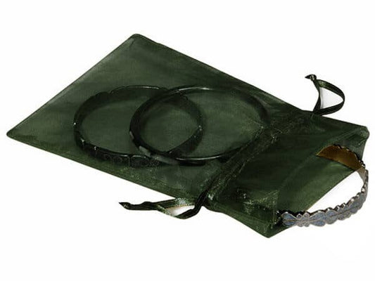 Organza Sheer Drawstring Bags: Hunter Green / 10 Pack / 4x6"