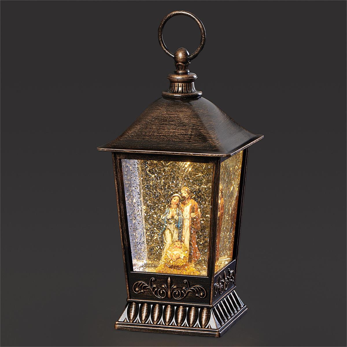 Lighted Swirl Lantern Holy Family Standing