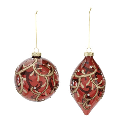 Red and Gold Glass Ornament  (2 Styles)