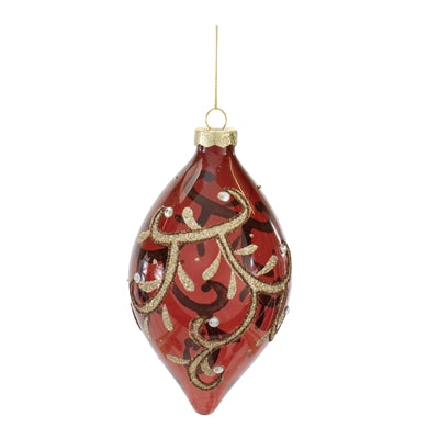 Red and Gold Glass Ornament  (2 Styles)