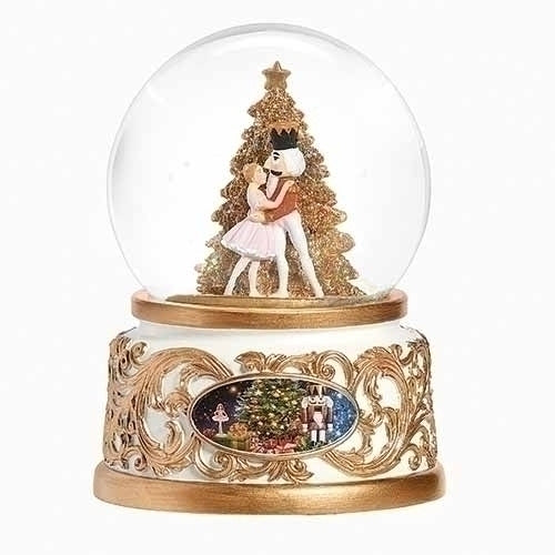 Musical Nutcracker Glitter Dome w/Clara & Tree