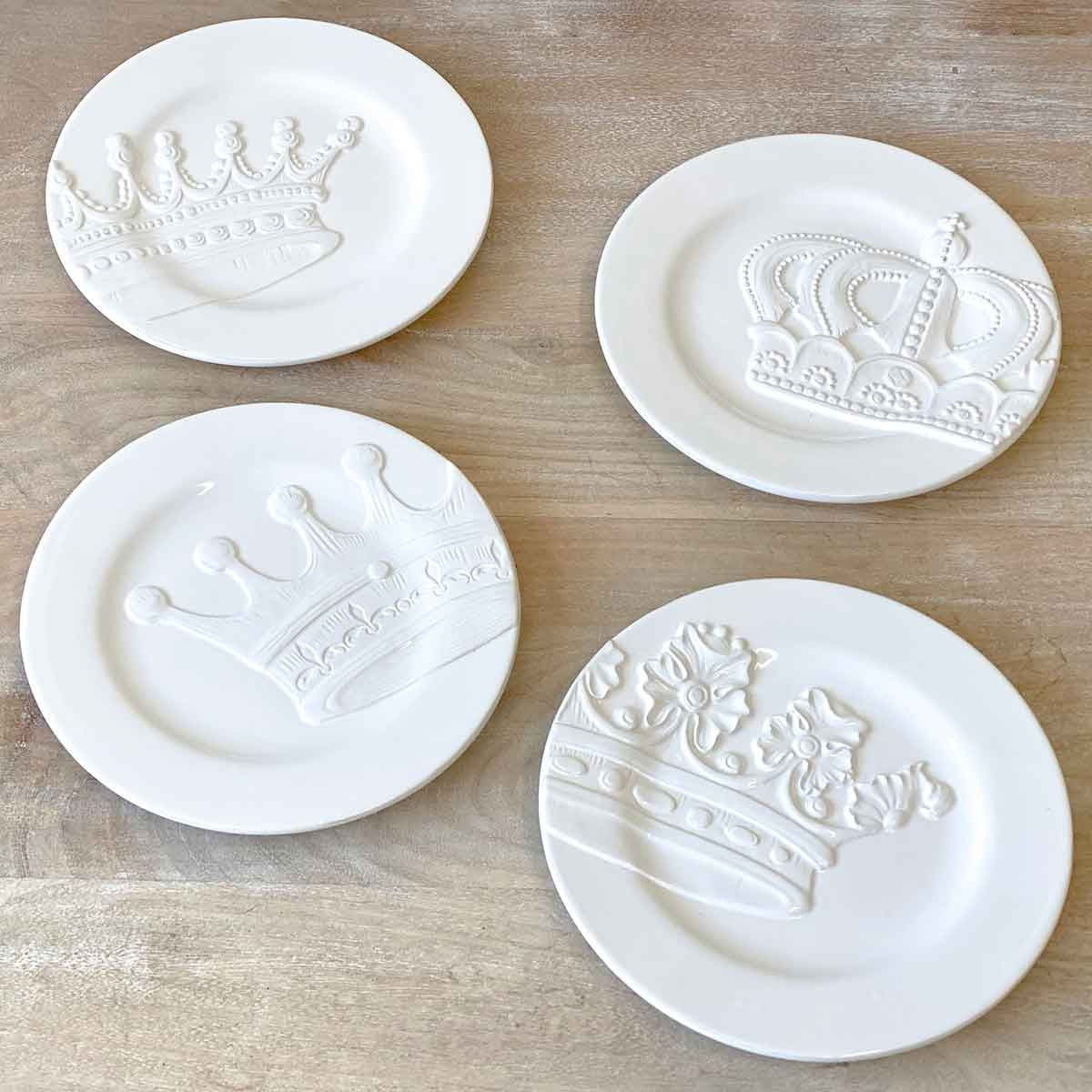 Royal Crown Embossed Plates (Set of 4)