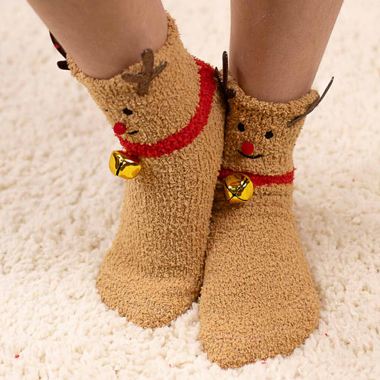 Kid's Rudolph Jingle Bell Cozy Socks