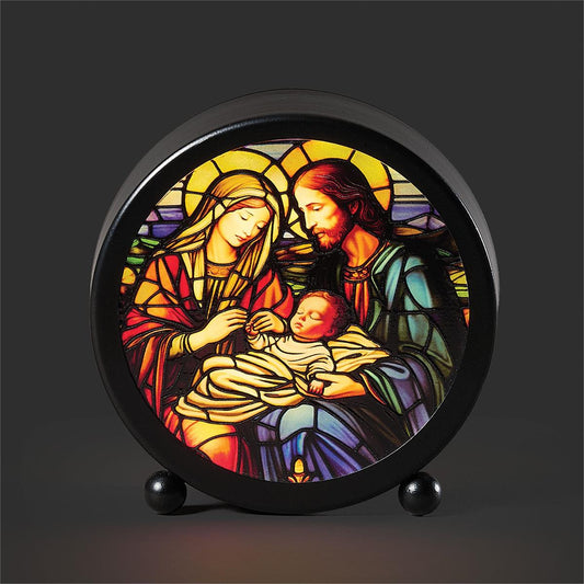 Lighted Stain Glass Holy Family