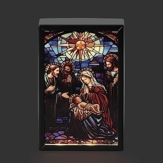 Lighted Stained Glass Nativity