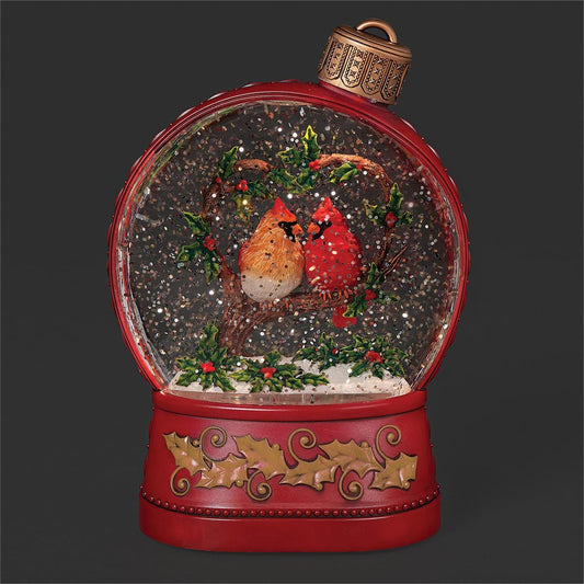 Lighted Swirl Cardinal Heart Ornament