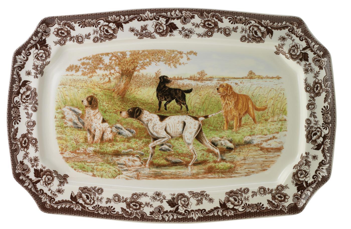 Woodland Rectangular Platter - Dog Scene