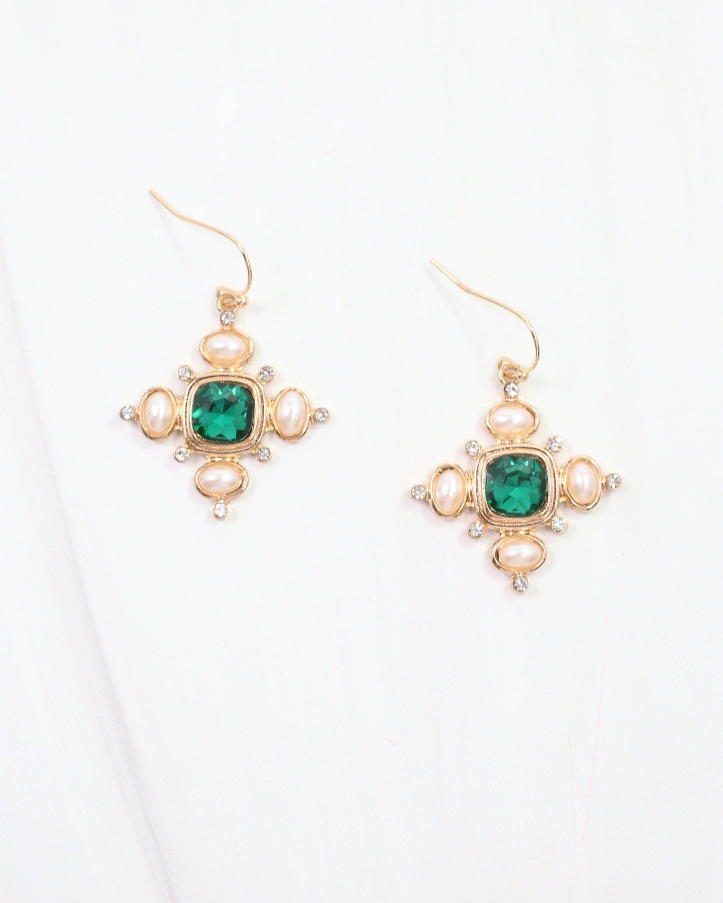 Conifer Crystal and Pearl Earring Green: Default