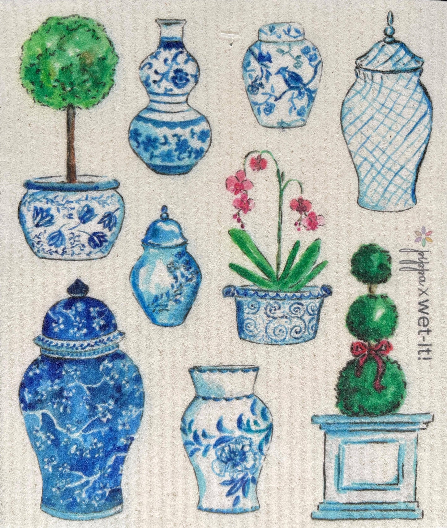 Chinoiserie Mix Swedish Dishcloth