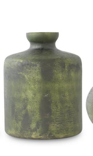 Antique Olive Green Matte Glass Bottle Vases (3 styles)