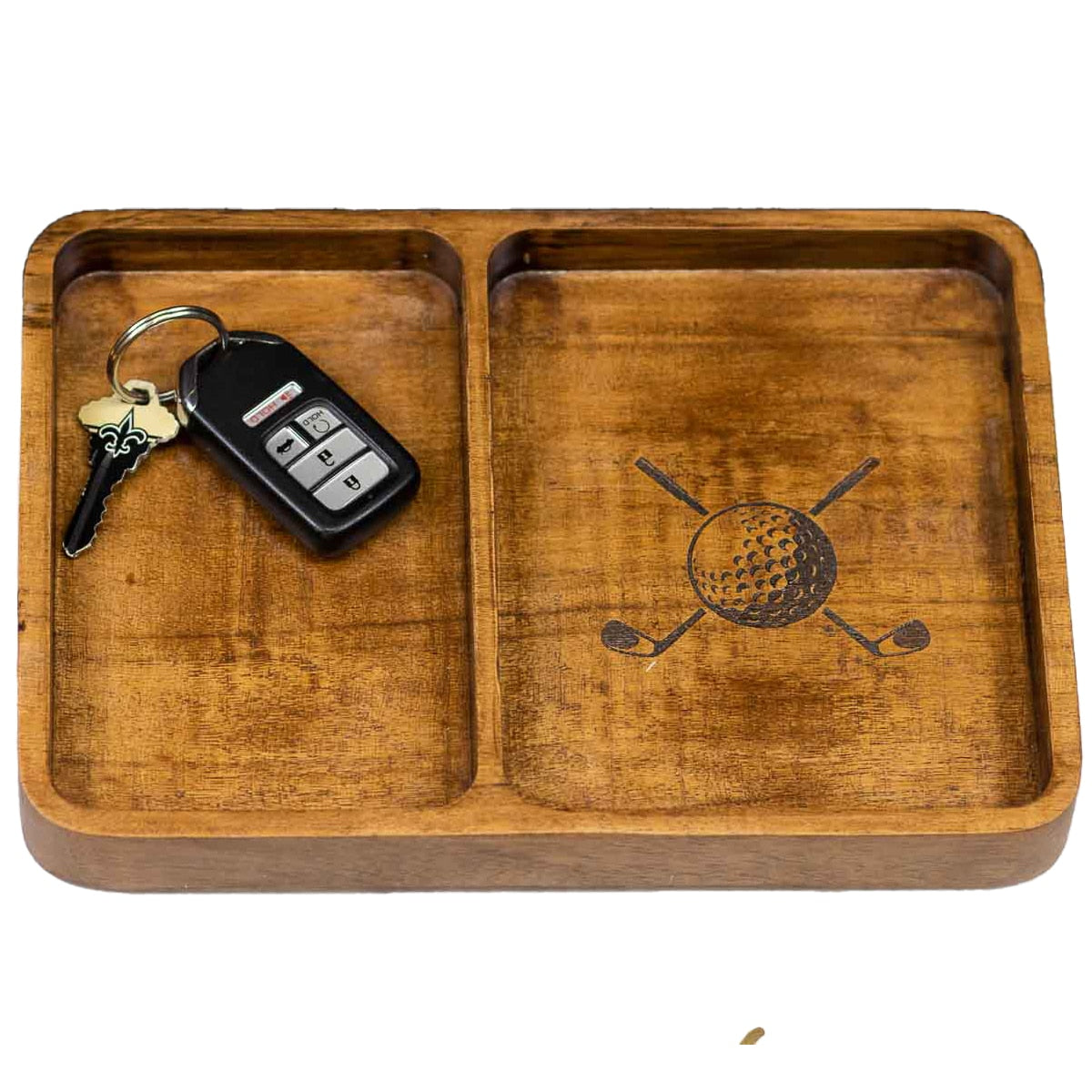 Golf Etched Wood Valet Tray