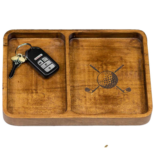 Golf Etched Wood Valet Tray