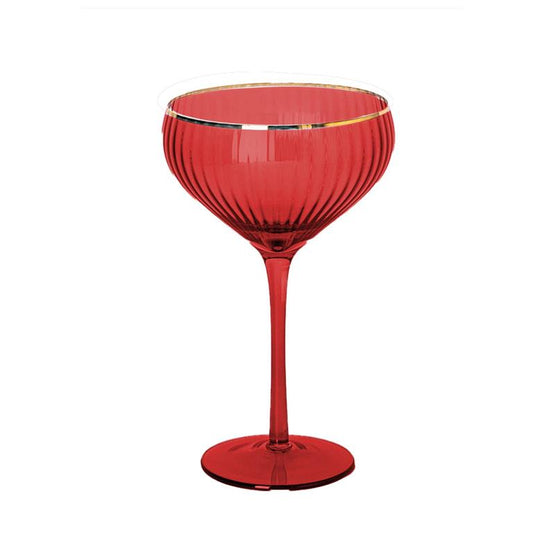 Glass Coupe Ribbed Red