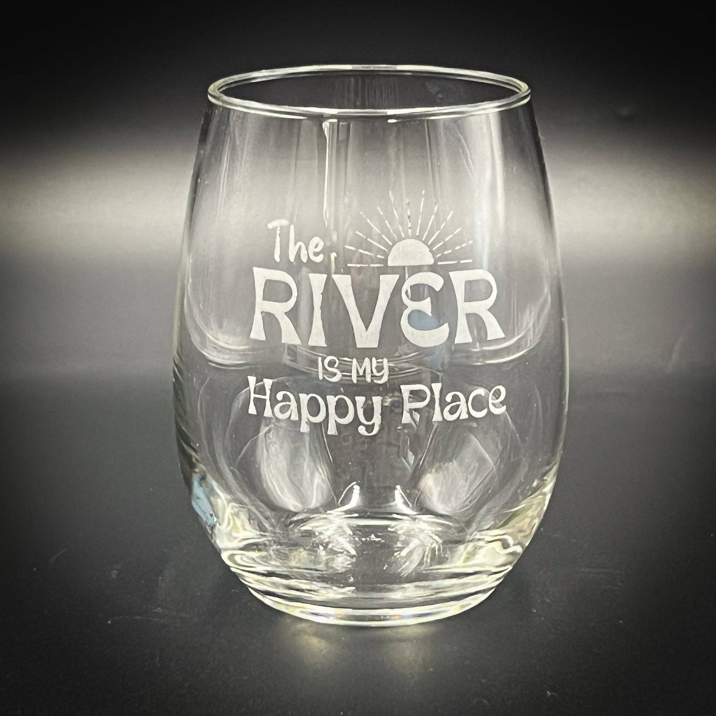 The River  is my Happy Place - 15 oz Stemless Glass