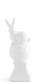White Ceramic Finials w/Bunnies On Top (3 Styles)