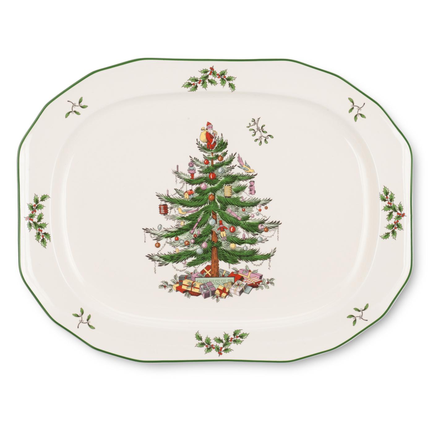 Christmas Tree Sculpted 14 Inch Oval Platter