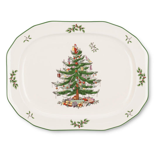 Christmas Tree Sculpted 14 Inch Oval Platter
