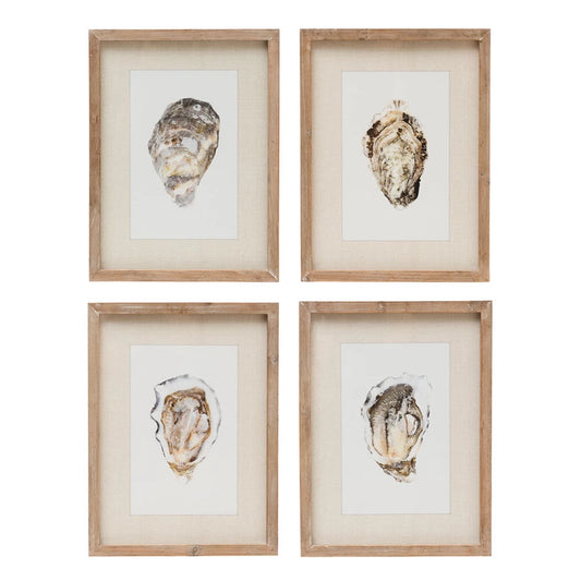 Wood Framed Wall Decor w/Oyster-4styles