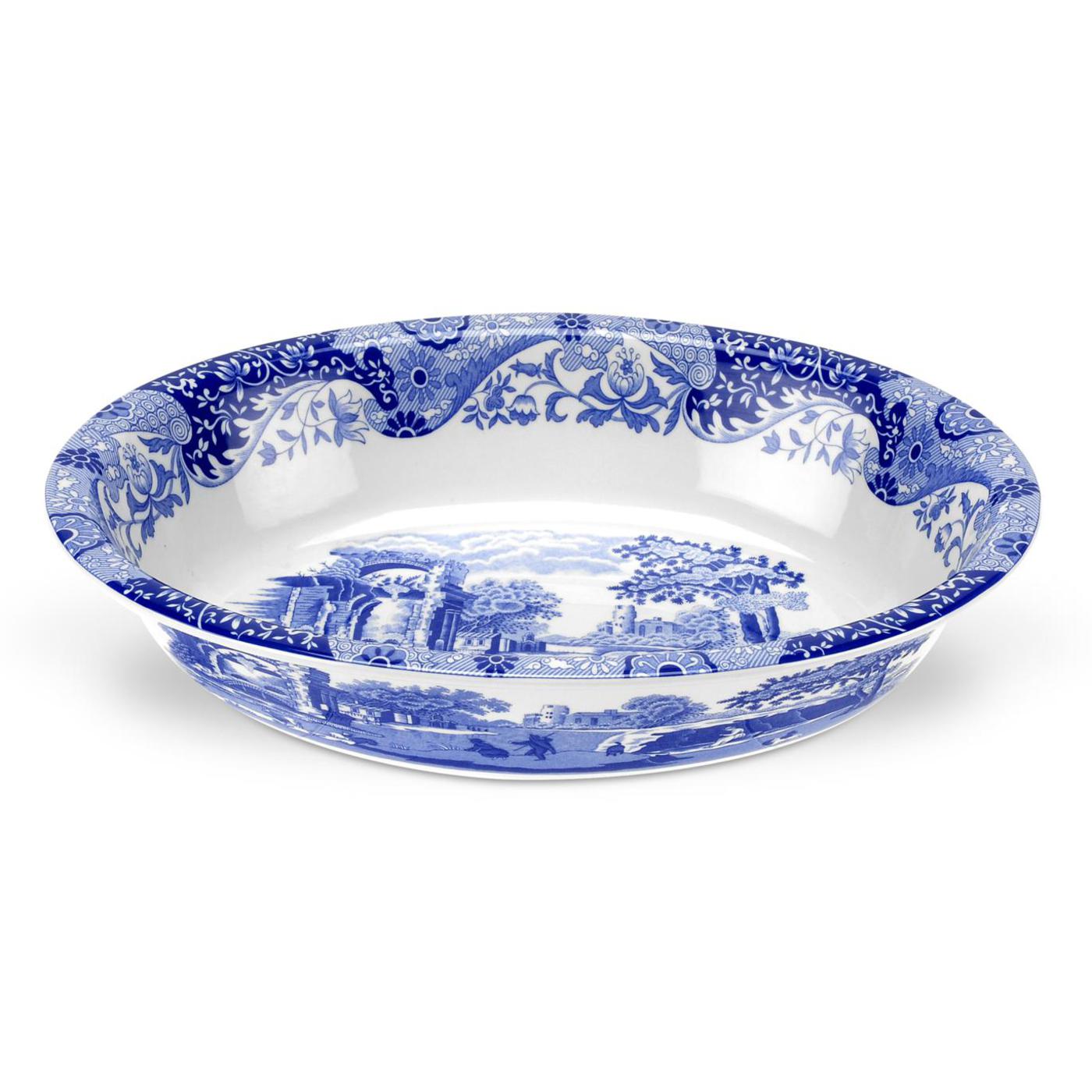 Blue Italian Oval Rimmed Dish