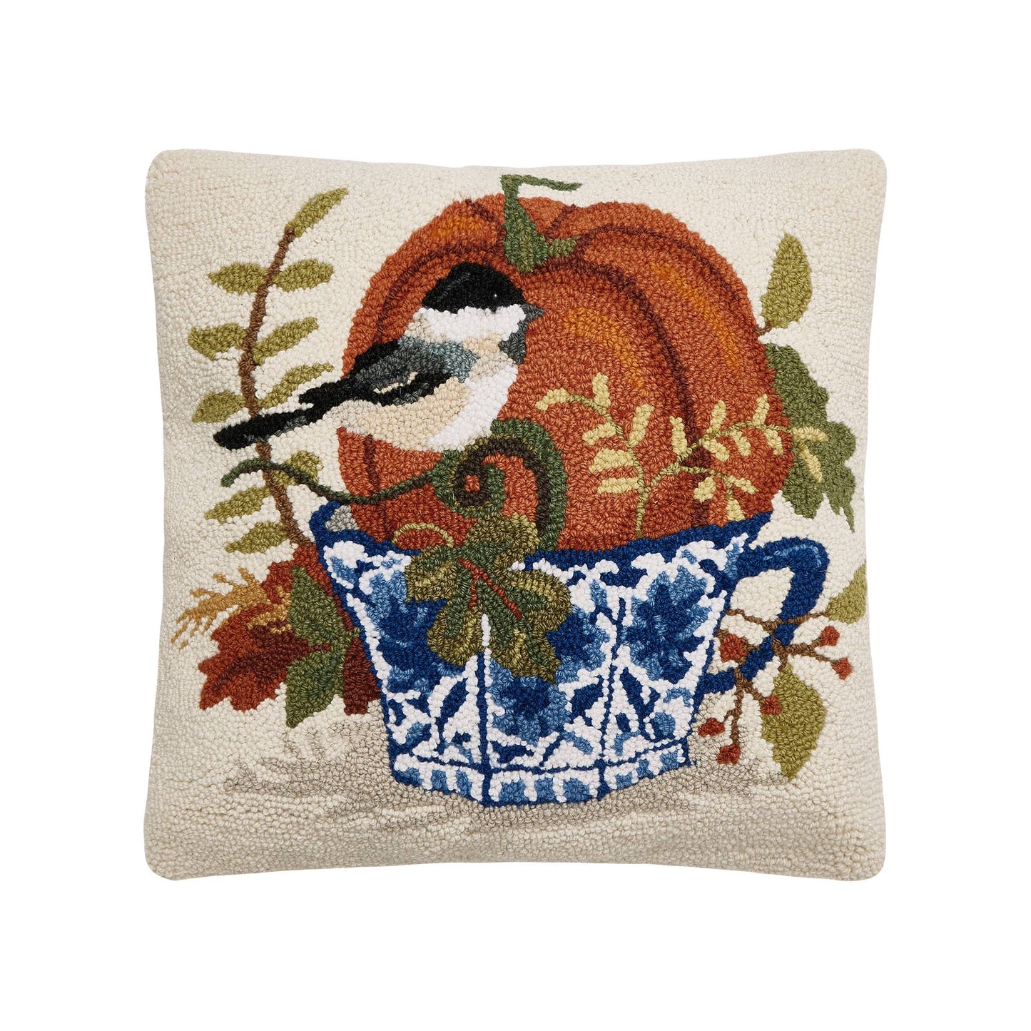 Fall Birds w/Teacups Hook Pillow