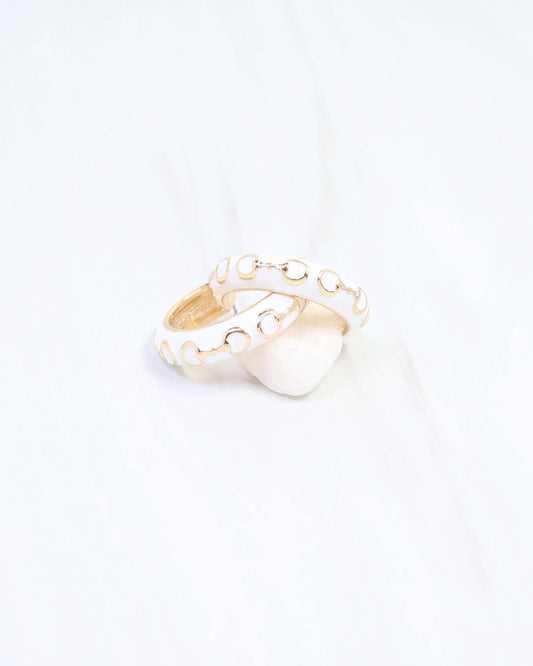 Kaylene Horsebit Hoop Earring White