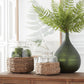 Clear Glass Vases in Woven Rattan Baskets (2 Sizes)