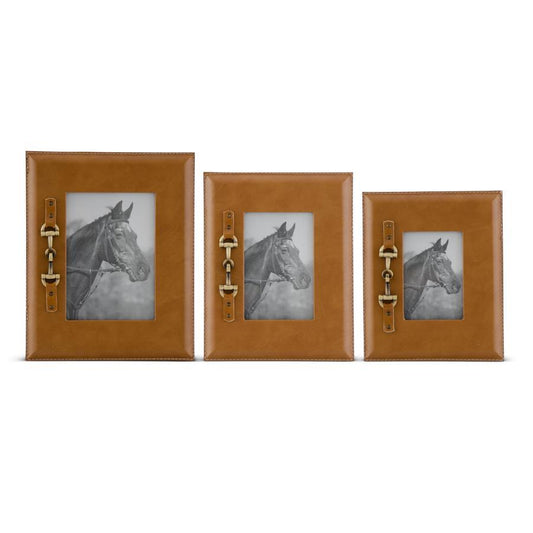 Tan Photo Frames w/Gold Horse Bit