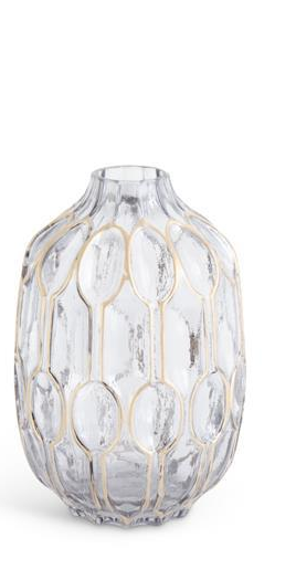 Smoked Glass Gold Oval Embossed Vases( 3 Sizes)