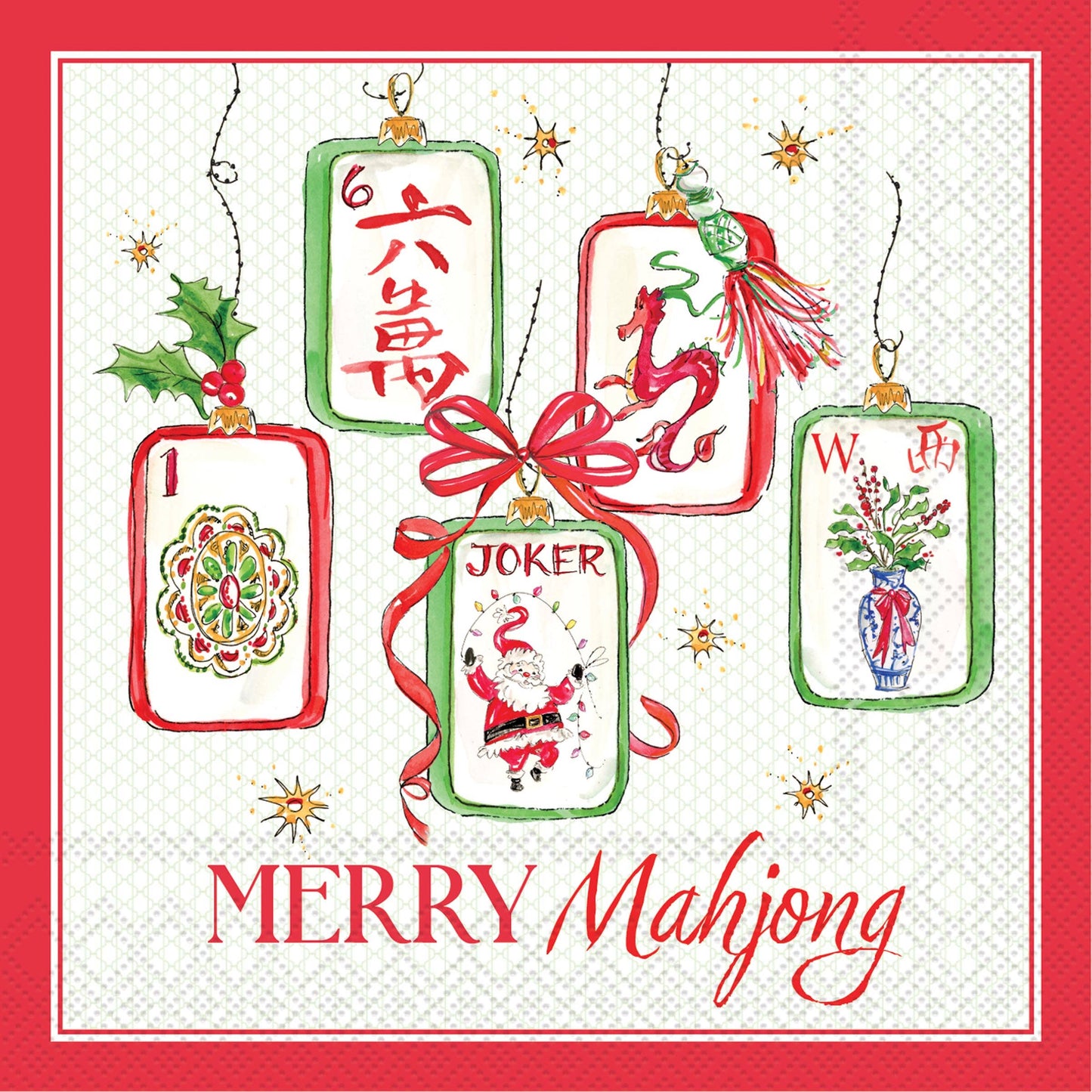 Paper Cocktail Napkin 20 Ct Merry Mahjong Rosanne Beck