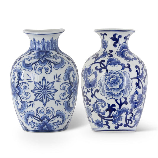 Porcelain Blue & White Chinoiserie Wall Vases (set of 2)