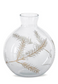 Round Etched White & Gold Painted Floral Glass Vases (3 Sizes)